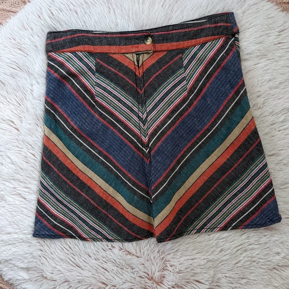 Free People Mini Skirt XS Chevron Linen-blend Lined - Picture 4 of 11